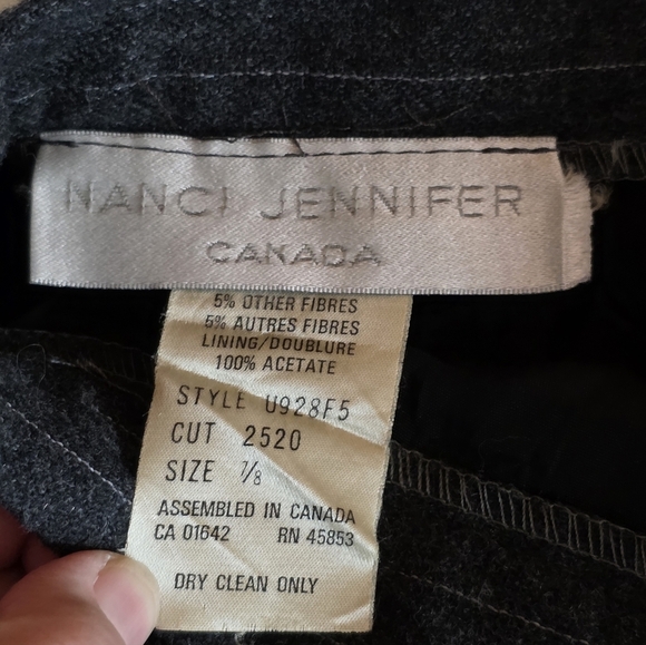 Vintage 90s Nanci Jennifer Canada Pinstripe Wool Skirt Suit 7/8 Quiet Luxury - Picture 9 of 9